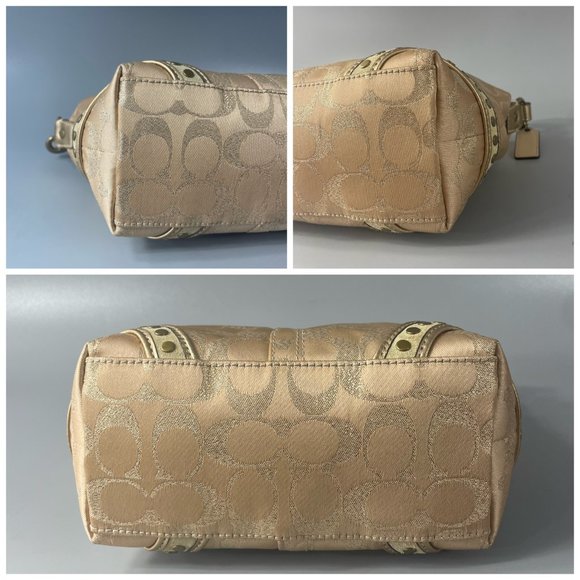 Vintage Coach Shiny Gold Studded Signature Pouch Bag - Picture 13 of 13